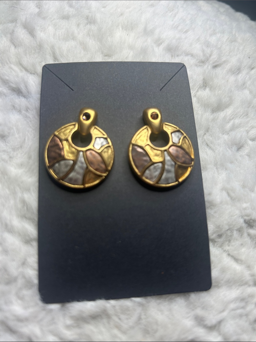 Gold-Tone Mother of Pearl & Rose Accent Drop Earrings